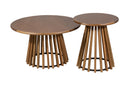 mesa de centro redonda de madeira para sala de estar didion mais mesa lateral