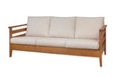 sofa tres lugares pontal nozes com almofadas em fundo infinito visto pela diagonal