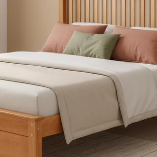 Cama de madeira queen size vale cor âmbar