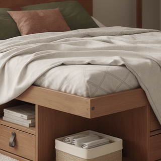 Cama de casal Bali cor caramelo
