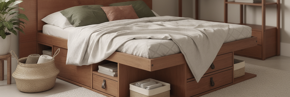 Cama de casal Bali cor caramelo