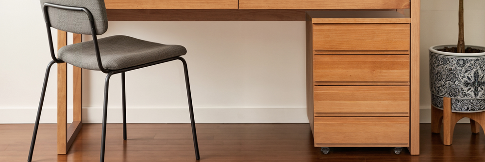 Home office com gaveteiro duna na cor nozes