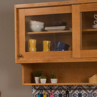 cozinha com armário aéreo 2 portas sabor caseiro na cor nozes