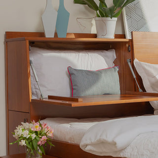 Quarto com cabeceira casal para cama bali na cor caramelo