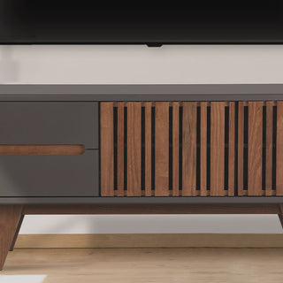 Sala de estar com rack para tv 1,65 m panteon na cor grafite