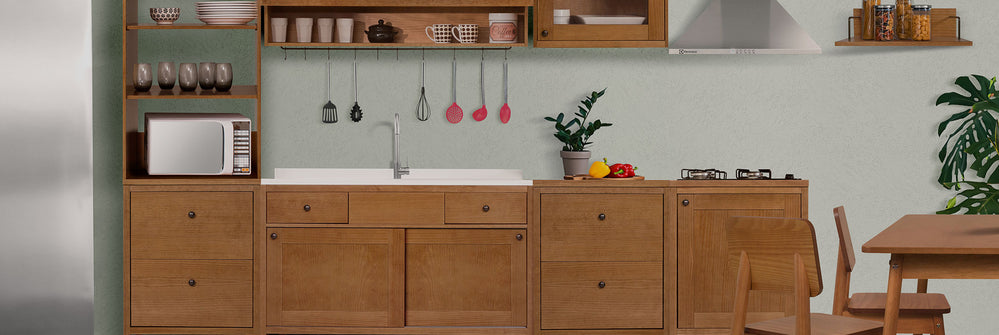 Cozinha com linha sabor caseiro na cor nozes