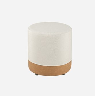 Puff para Sala Modena Bege e Marrom 44x42x42 cm