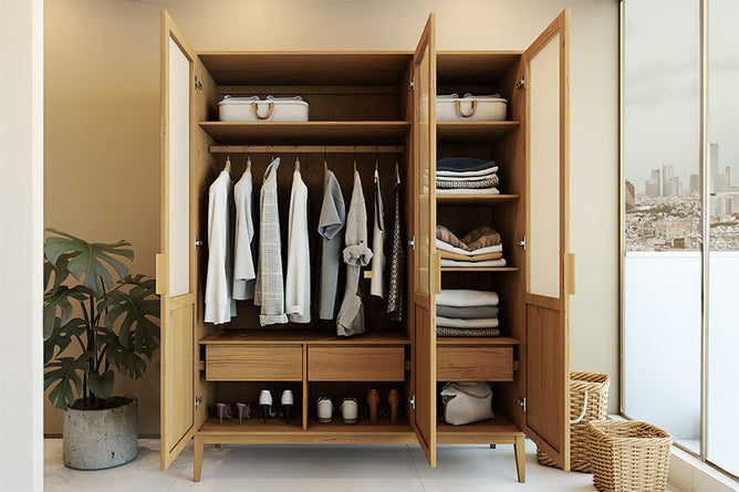 Ambiente Guarda-Roupa 3 portas Serena 210x162x55 cm - Mel aberto
