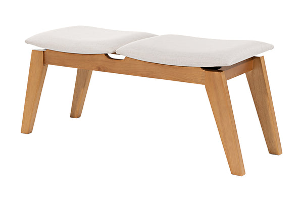 Banco de Madeira 2 lugares Aconchego 110x42 cm Mel e Tecido Creme