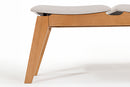 Banco de Madeira 2 lugares Aconchego 110x42 cm Mel e Tecido Creme detalhe base