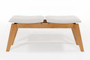 Banco de Madeira 2 lugares Aconchego 110x42 cm Mel e Tecido Creme frente