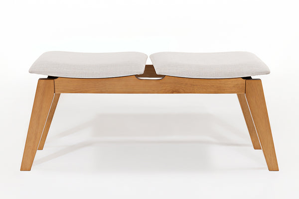 Banco de Madeira 2 lugares Aconchego 110x42 cm Mel e Tecido Creme frente