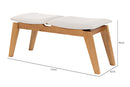 Banco de Madeira 2 lugares Aconchego 110x42 cm Mel e Tecido Creme medidas ou cotas