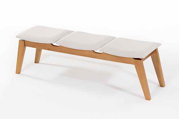 Banco de Madeira 3 lugares Aconchego 161x42 cm Mel e Tecido Creme