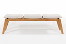 Banco de Madeira 3 lugares Aconchego 161x42 cm Mel e Tecido Creme frente