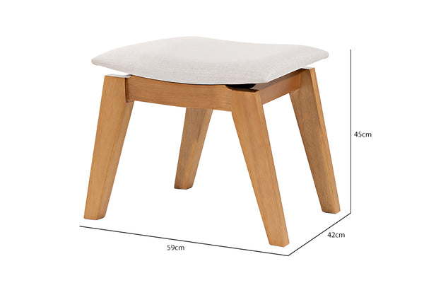 Banco de Madeira Aconchego 59x42 cm Mel e Tecido Creme medidas ou cotas