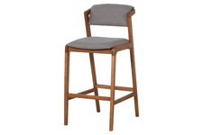 Banqueta Alta Santorini - Avelã e Tecido Cinza