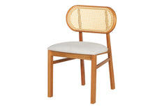 Cadeira de Jantar Savoy com Tela Natural e Tecido Bege