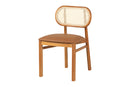 Cadeira de Jantar Savoy com Tela Natural e Tecido Marrom