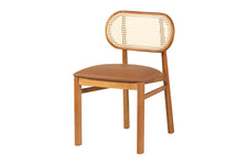 Cadeira de Jantar Savoy com Tela Natural e Tecido Marrom