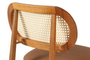 Cadeira de Jantar Savoy com Tela Natural e Tecido Marrom detalhe encosto atrás