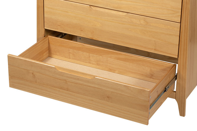 Cômoda para Quarto 3 Gavetas Lice Mel mostrando gaveta inferior aberta