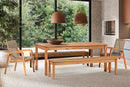 Conjunto Mesa 8 lugares 2 banco e 2 cadeiras Trama - Jatobá e Corda Rami