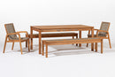 Conjunto Mesa 8 lugares 2 banco e 2 cadeiras Trama - Jatobá e Corda Rami
