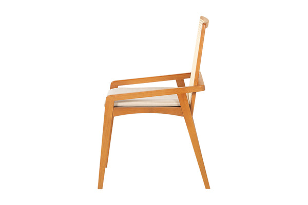 Conjunto de Cadeiras 2 Peças Siesta Estofada com Palha - Tecido Areia vista de lado