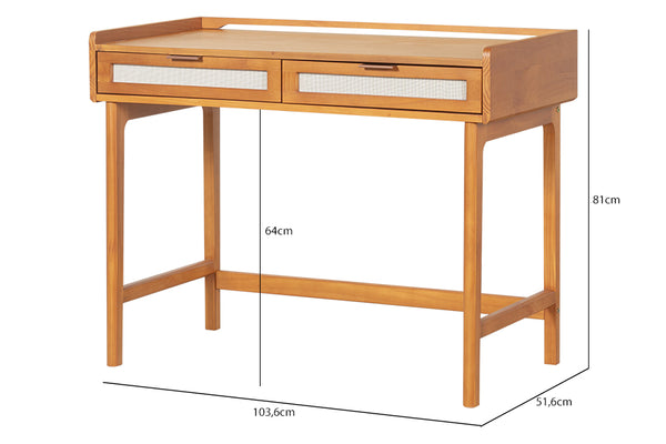 Escrivaninha com Gavetas Nora - Nozes com medidas