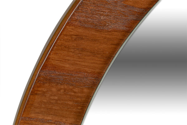 Espelho redondo Aro - 65 cm detalhe da madeira