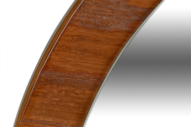 Espelho redondo Aro - 65 cm detalhe da madeira