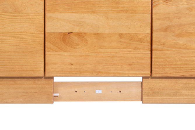 Foto detalhe aberta cabeceira extensivel flat bali nozes