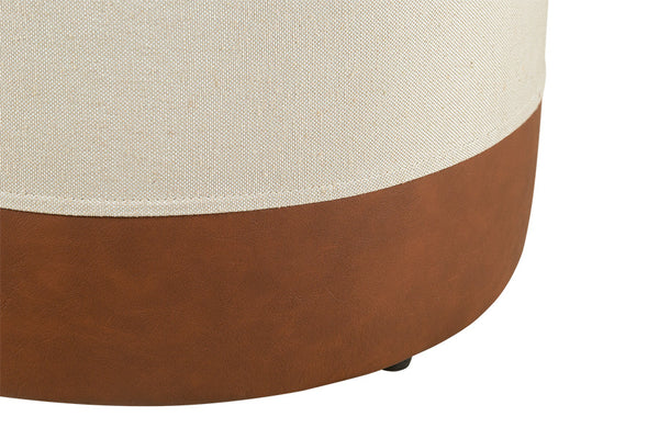 Puff para Sala Modena Bege e Marrom 44x42x42 cm detalhe tecido embaixo