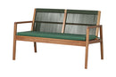 sofa 2 lugares oliva amêndoa e corda verde visto na diagonal em fundo branco