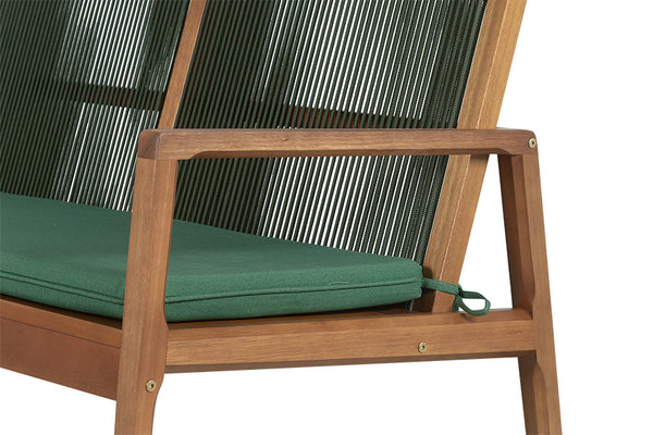 sofa 2 lugares oliva amêndoa e corda verde detalhe braço