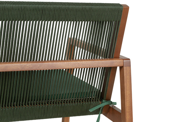 sofa 2 lugares oliva amêndoa e corda verde detalhe tras