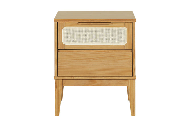 Mesa de Cabeceira 2 gavetas Serena 50x41,5 cm - Mel vista de frente