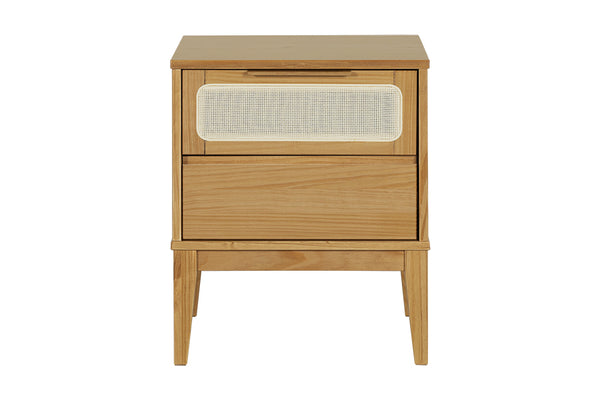 Mesa de Cabeceira 2 gavetas Serena 50x41,5 cm - Mel vista de frente