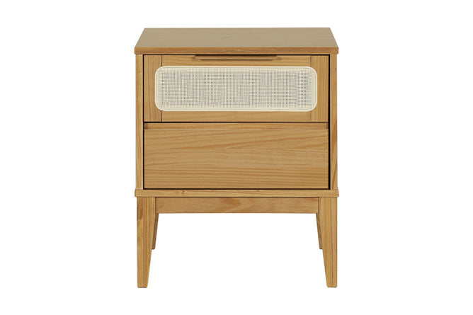 Mesa de Cabeceira 2 gavetas Serena 50x41,5 cm - Mel vista de frente