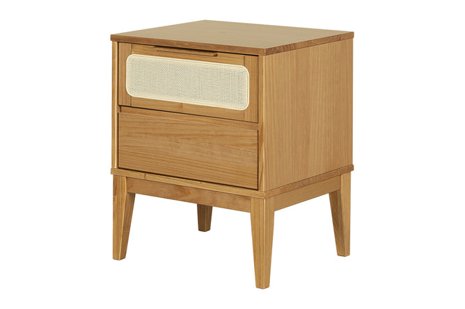 Mesa de Cabeceira 2 gavetas Serena 50x41,5 cm - Mel vista em perspectiva