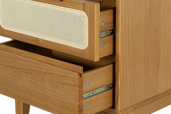Mesa de Cabeceira 2 gavetas Serena 50x41,5 cm - Mel detalhe gavetas