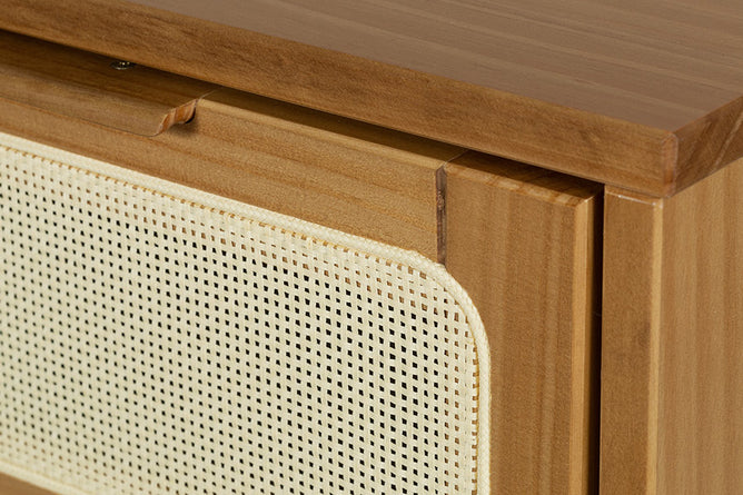 Mesa de Cabeceira 2 gavetas Serena 50x41,5 cm - Mel detalhe palhinha