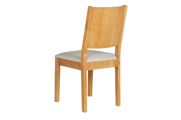 cadeira de escritorio euro kit com 2 nozes e tecido bege claro vista de costas