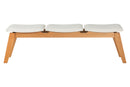 Banco de Madeira 3 lugares Aconchego 161x42 cm Mel e Tecido Creme visto de frente