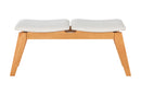 Banco de Madeira 2 lugares Aconchego 110x42 cm Mel e Tecido Creme visto de frente