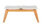 Banco de Madeira 2 lugares Aconchego 110x42 cm Mel e Tecido Creme visto de frente