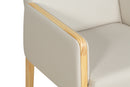Poltrona para Sala Arpoador - Natural e Tecido Bege detalhe braço
