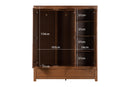 Guarda-Roupa 3 Portas e 2 Gavetas Sintonia - Amêndoa com portas abertas e medidas