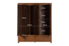 Guarda-Roupa 3 Portas e 2 Gavetas Sintonia - Amêndoa com portas abertas e medidas